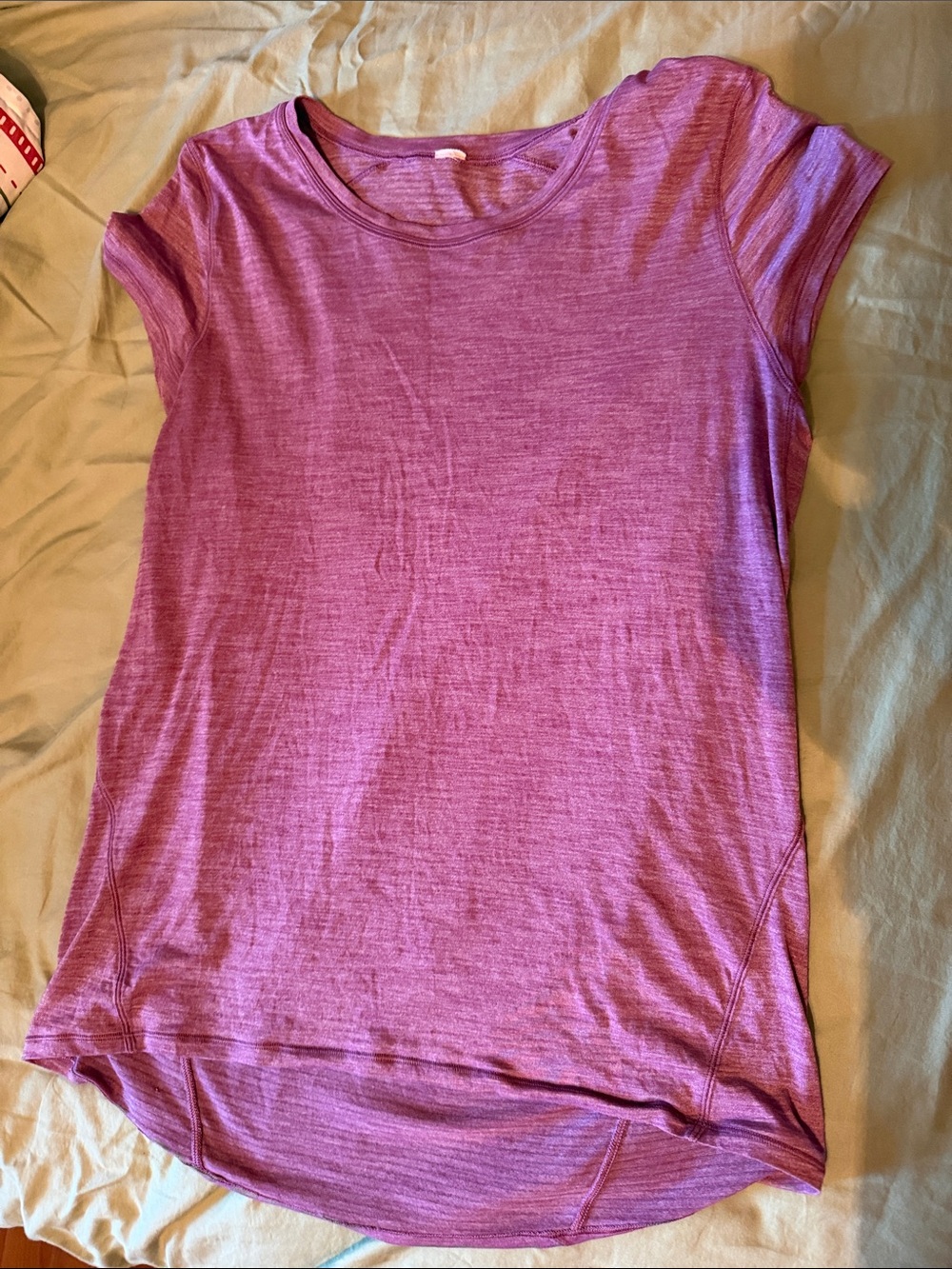 Women's Short Sleeve Scoop Neck Top - purple